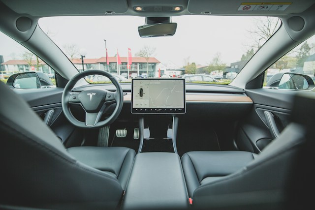 Binnenkant van een moderne taxi